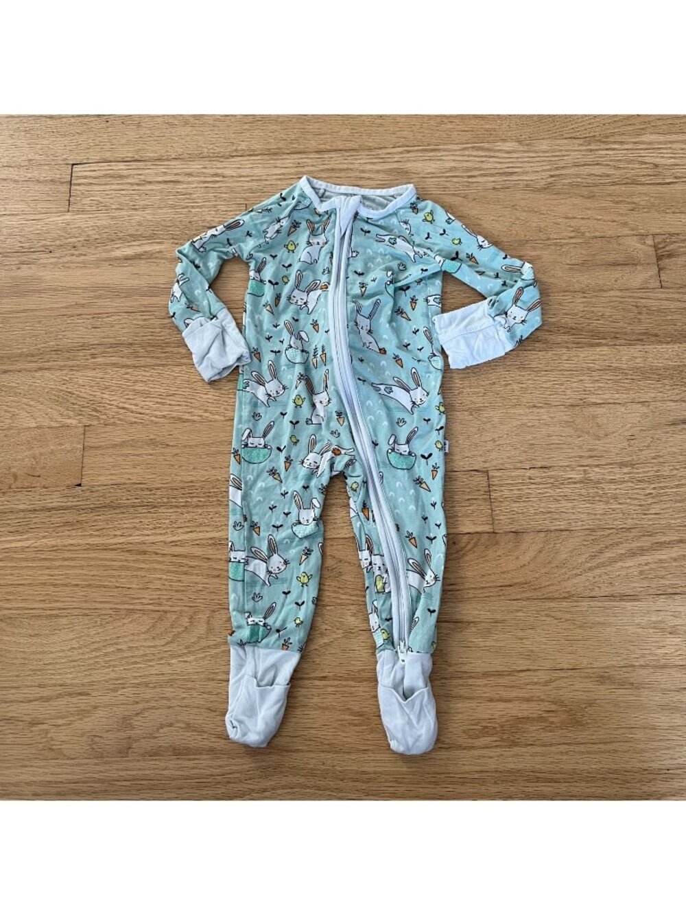 Little Sleepies Bamboo One Piece Green Bunny Zippy Pajamas Size 0-3 Months
